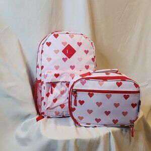 🛝🍒 Travelers Club Kids' Hearts Backpack and Lunch Bag Set